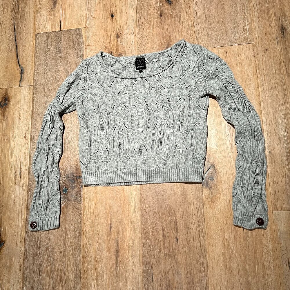 Ella Moss Boat Neck Cotton Blend Sweater Gray XS